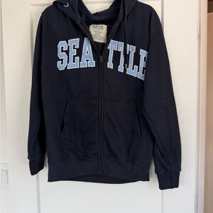 Kids Navy Zip-Up Hoodie with 'SEATTLE' Applique